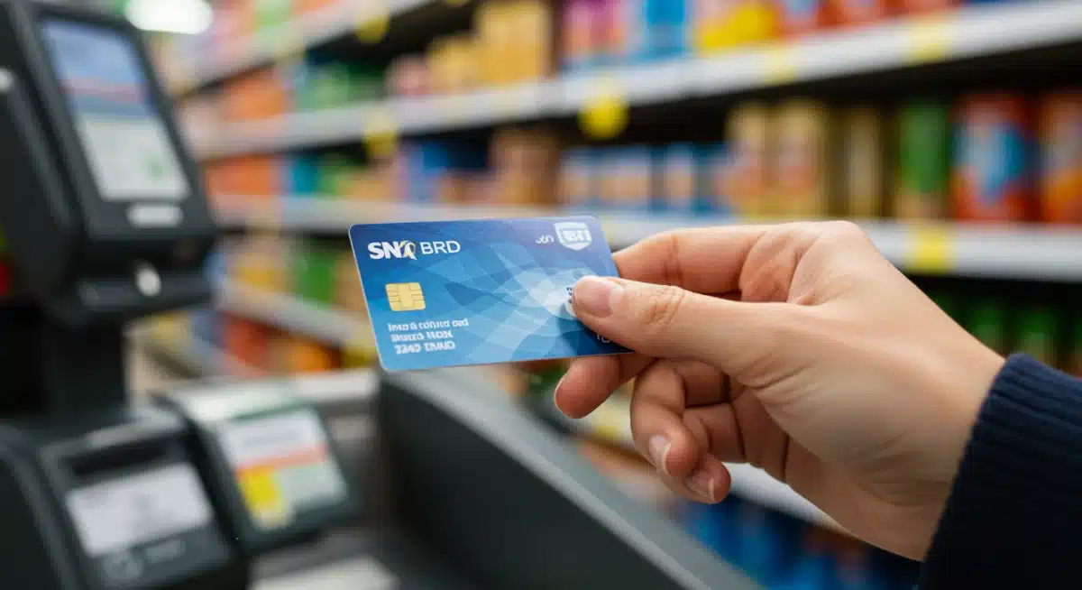 EBT card being used at a grocery store checkout