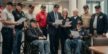 Veterans discussing VA disability claims with a representative for 2025
