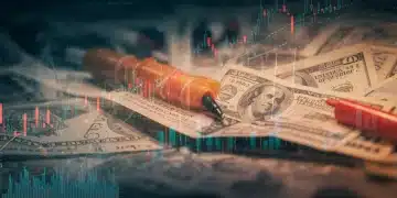 Dynamic visual of high-yield fixed income securities and volatile market trends 2025