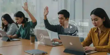 Students engaged in a dynamic online learning environment in 2025