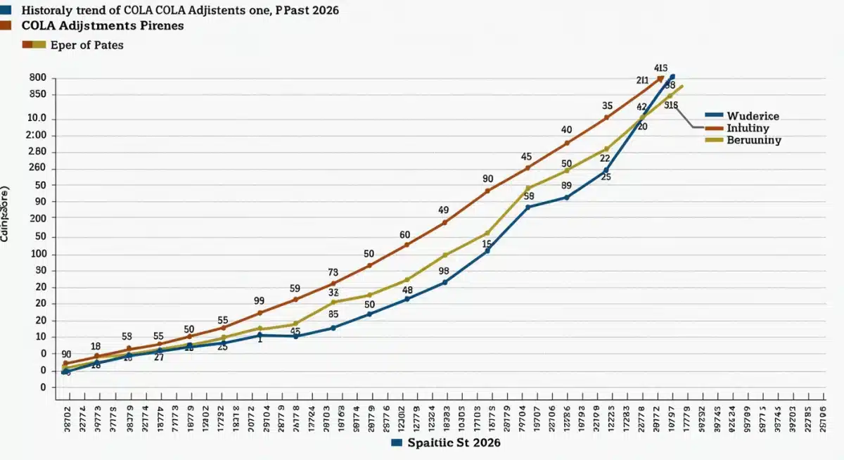 Historical COLA adjustment trends graph, inflation impact