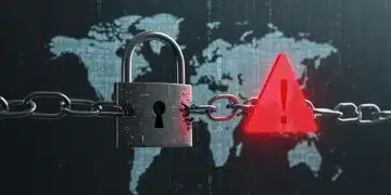 Illustration of a broken digital lock and binary code, symbolizing a cybersecurity breach affecting millions of Americans.