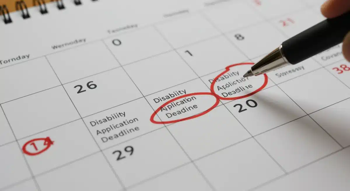 Calendar highlighting 2025 disability application deadlines