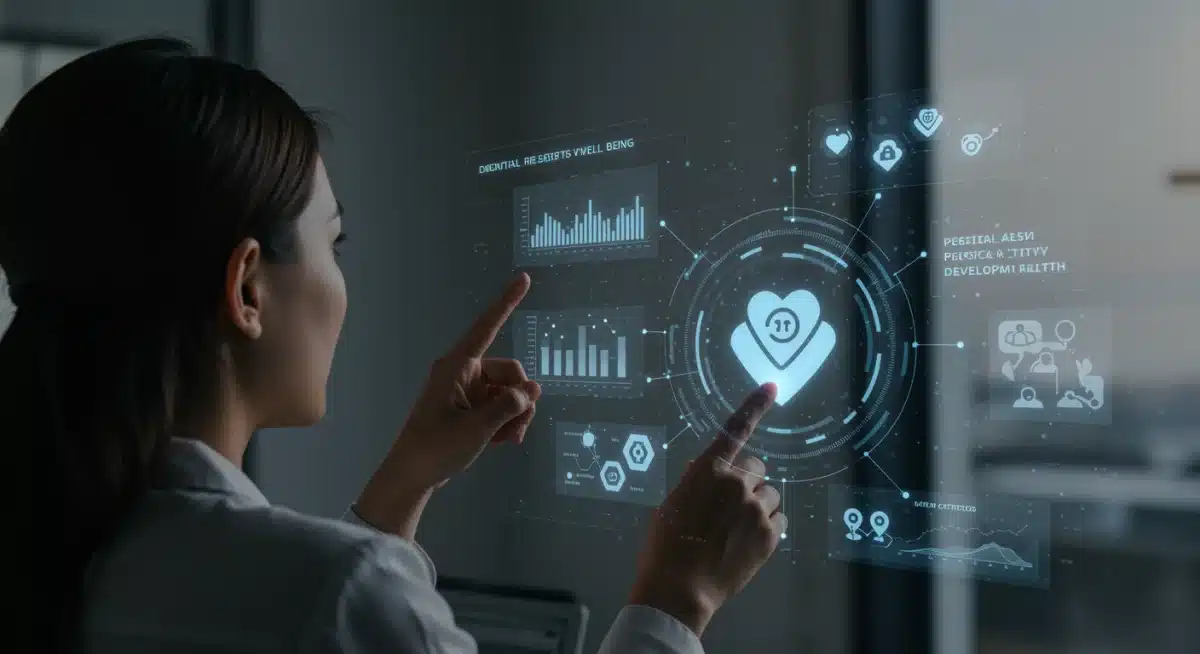 Professional analyzing employee well-being data for personalized benefits