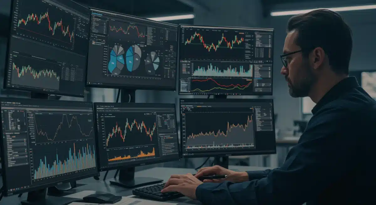 Financial analyst reviewing economic models and inflation indicators