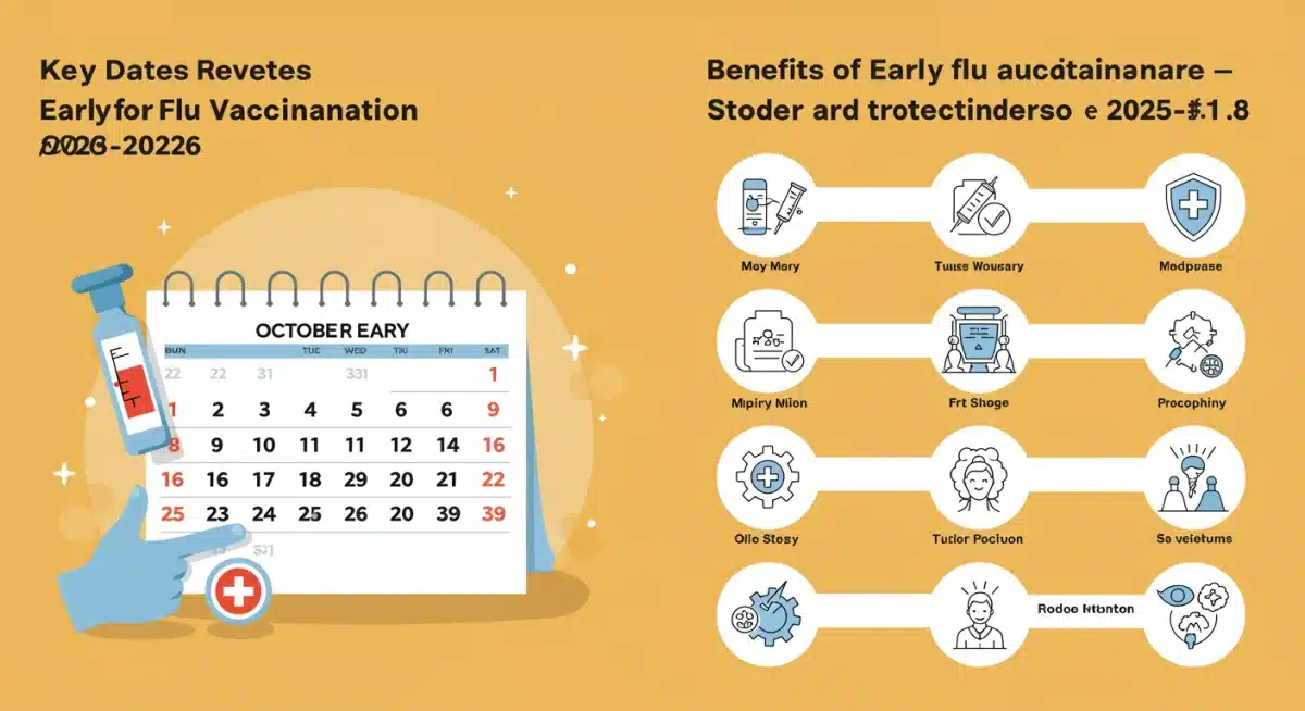 Infographic detailing benefits and timeline for 2025-2026 flu vaccination