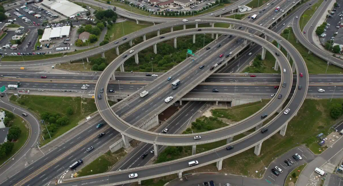 Modern highway interchange showcasing infrastructure improvements