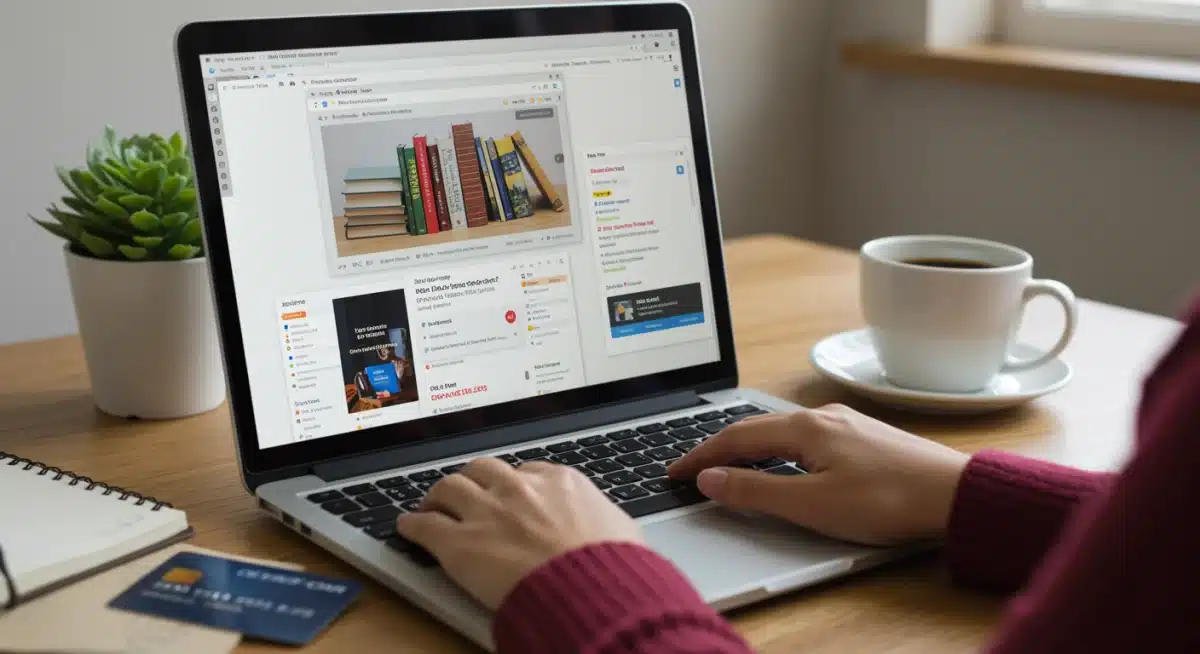 Student comparing textbook prices online for savings