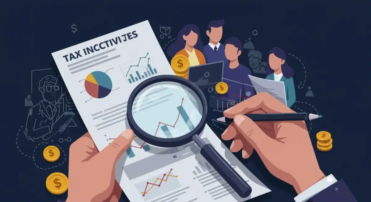 Person analyzing financial documents for tax incentives and investment opportunities.