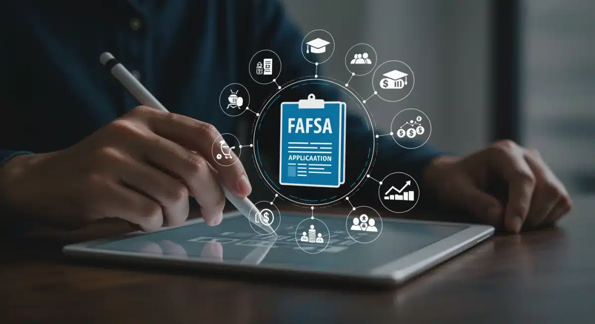 Student digitally completing FAFSA application on a tablet