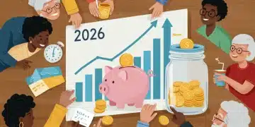 Diverse people planning retirement, looking at financial growth chart for 2026
