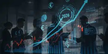 Futuristic investment landscape with growth charts and financial data for 2026