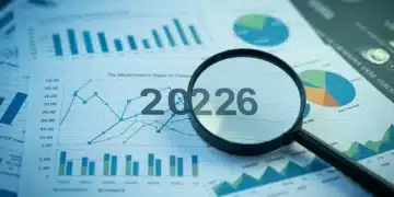 IRS 2026 tax update document with financial charts and magnifying glass