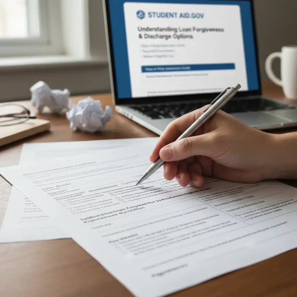 Person filling out student loan forgiveness application with pen