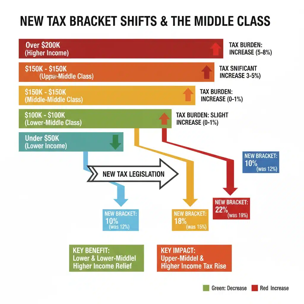 Infographic showing federal tax bracket changes 2026 for middle income.
