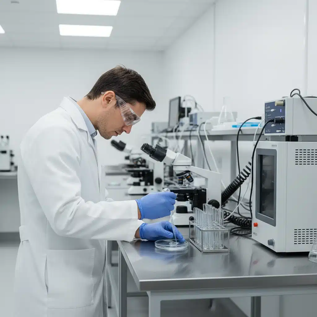 Biotechnology scientist working with samples in a modern laboratory