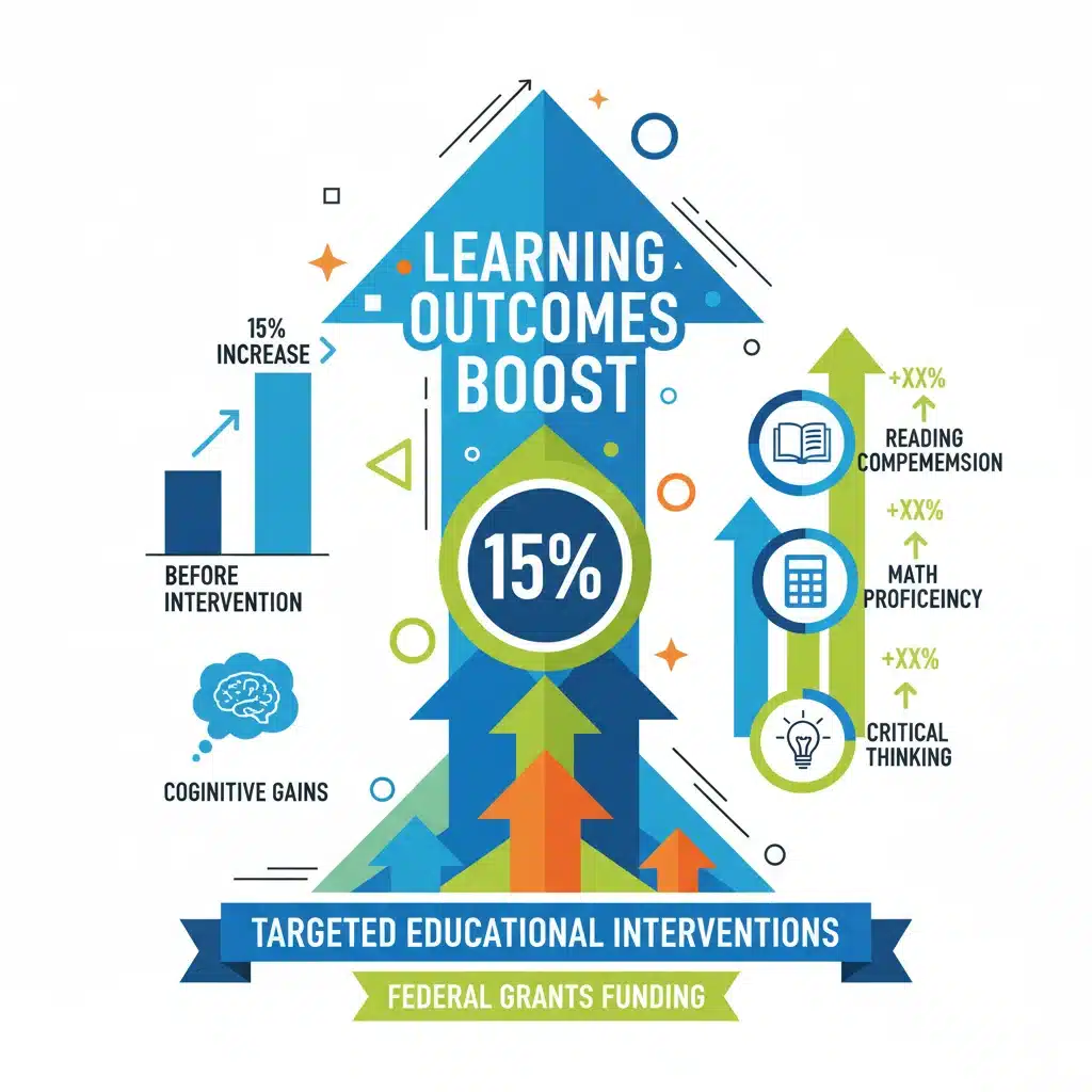 Infographic showing a 15% learning boost through federal education grant programs.