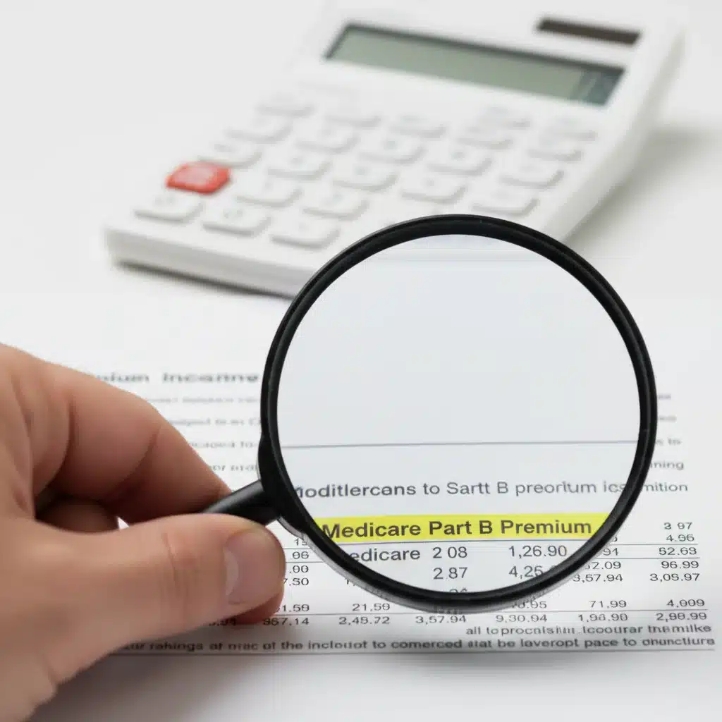 Analyzing Medicare Part B premium with a magnifying glass for savings