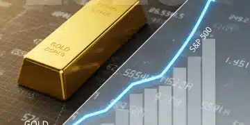 Gold bar and S&P 500 stock chart comparison for 2026 investment analysis