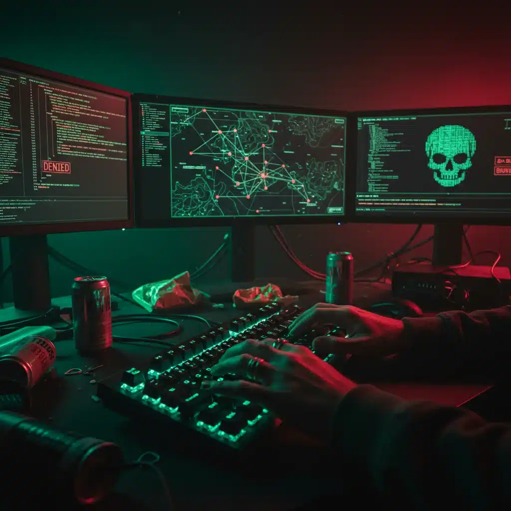 Hacker typing code on multiple screens, representing emerging cyber threats and malicious activity.