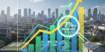 Graph showing 7% housing market growth with modern homes in background