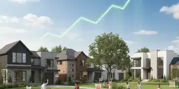 Modern suburban homes with 'Sold' signs, symbolizing a growing housing market and increasing home values.