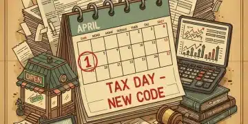 April 1st calendar with tax forms, calculator, and small business symbols representing 2026 tax code changes.