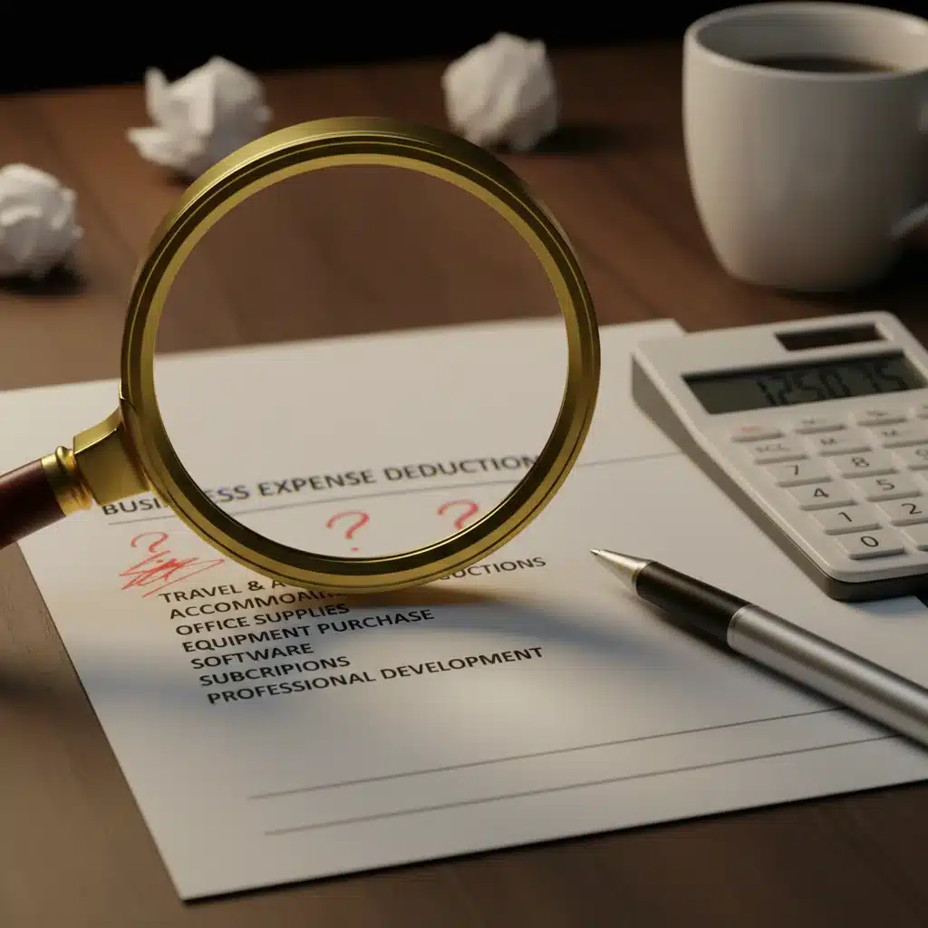 Magnifying glass examining tax deduction categories on a document, symbolizing changes to eligible expenses.