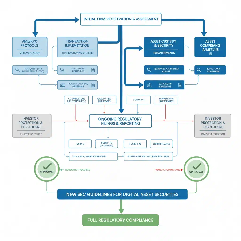 Detailed flowchart showing cryptocurrency compliance process under SEC regulations.