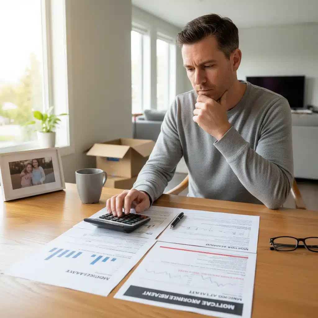 Homeowner reviewing mortgage documents after rate hike