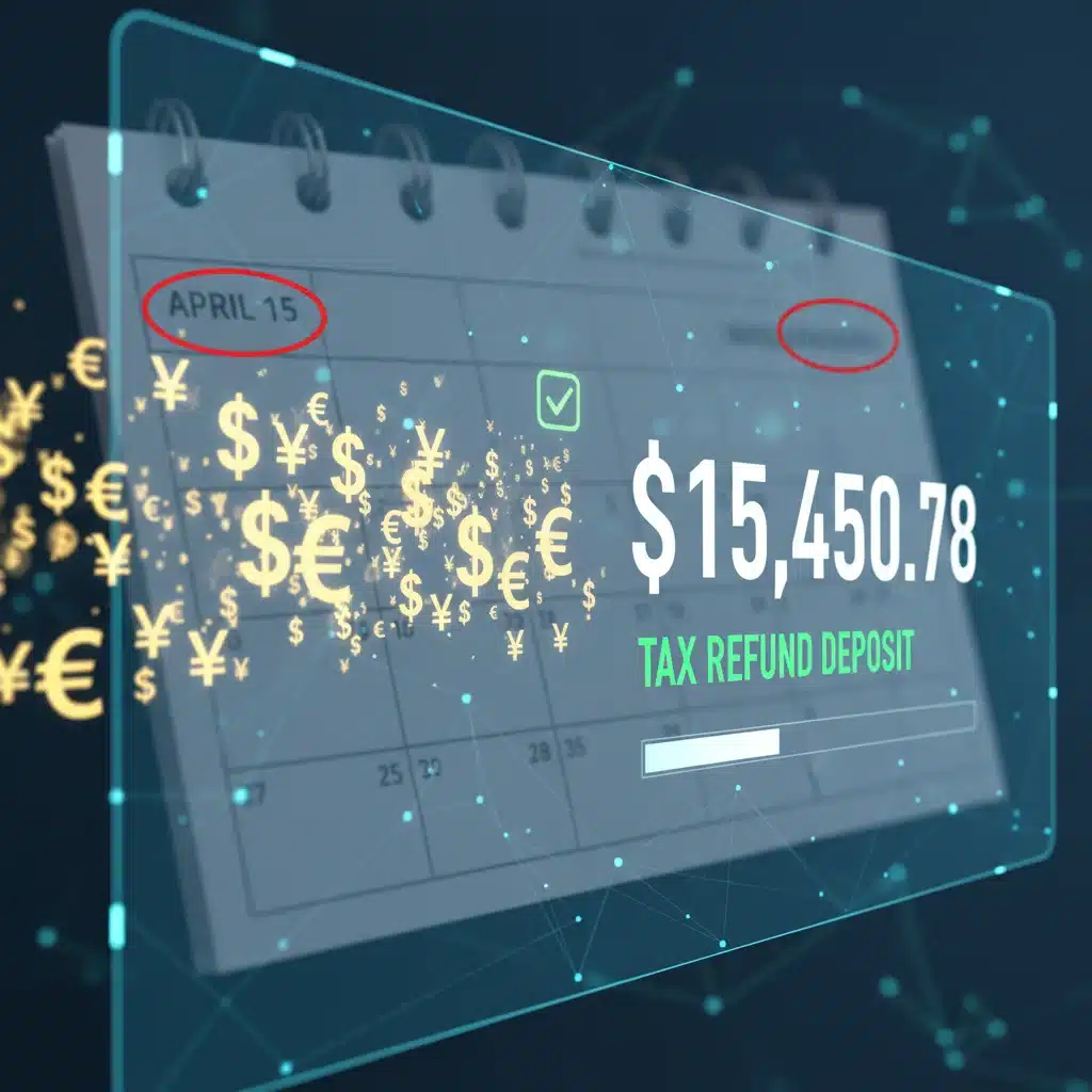 Digital illustration of tax refund deposit into a bank account