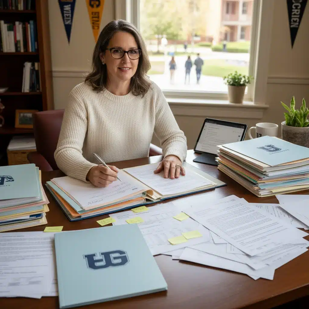 College admissions officer reviewing applications
