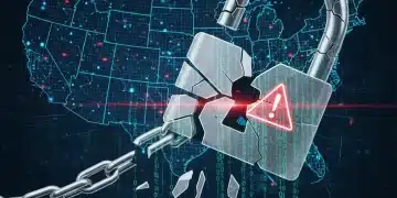 Digital lock with broken chain symbolizing a major cybersecurity breach affecting millions of Americans.