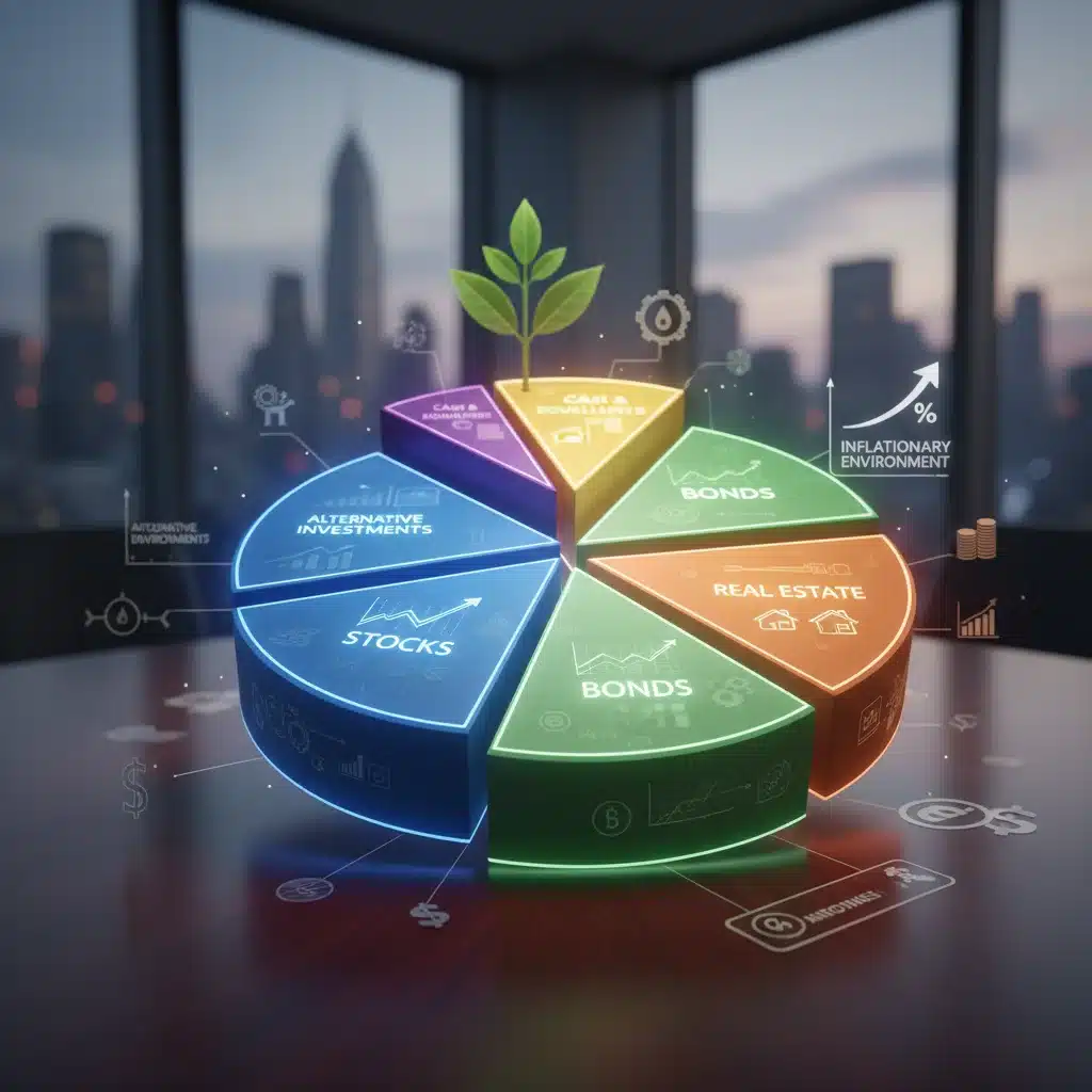 Diversified investment portfolio pie chart showing various asset classes.
