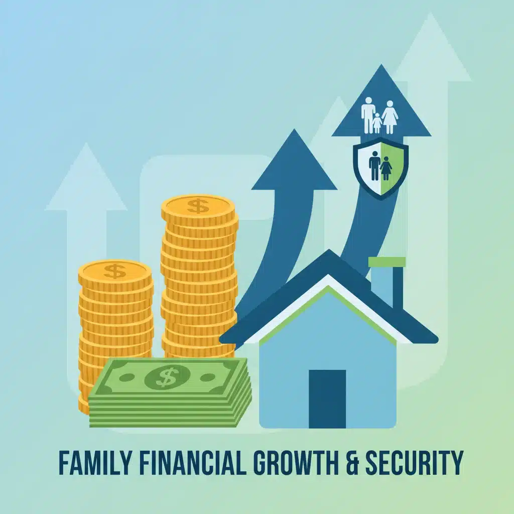 Illustration of financial growth and savings for families from tax credits.