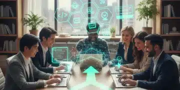 Professionals learning online, digital certifications, career advancement