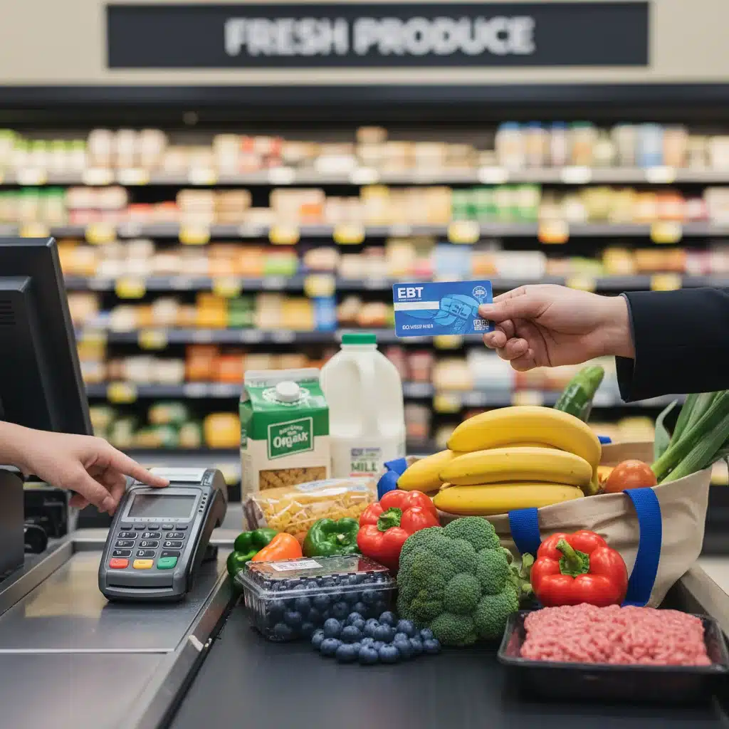 EBT card being used for grocery purchase at checkout
