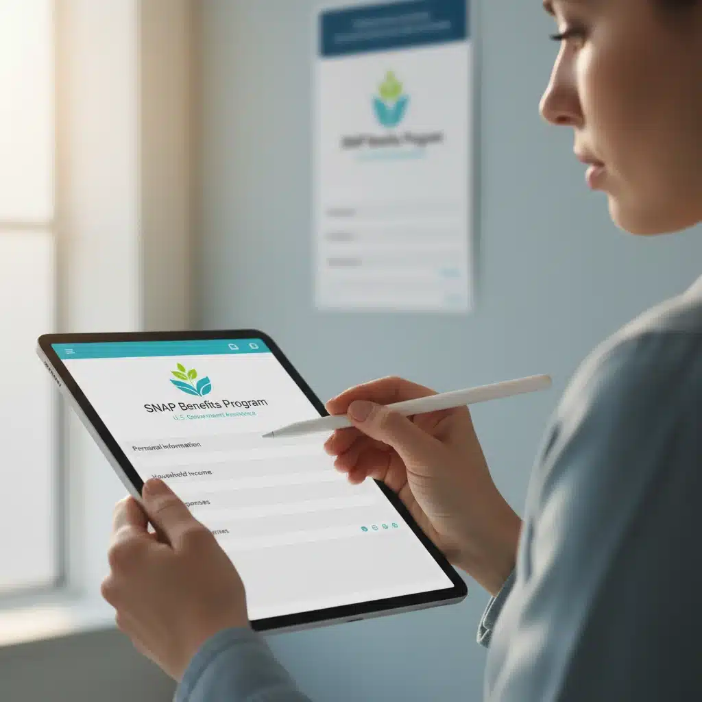 Person applying for SNAP benefits online on a tablet